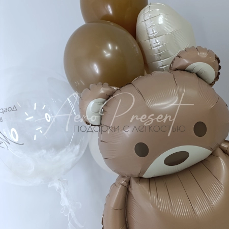 Набор шаров на выписку мальчику с медвежонком 